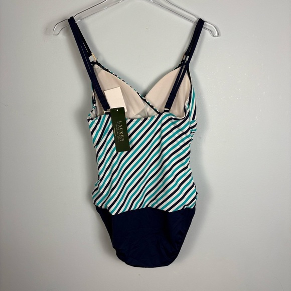 Striped Navy and White One Piece Swimsuit - Picture 2 of 5